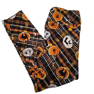Halloween Pumpkin Black Cats Plaid Leggings Juniors XL 15-17 No Boundaries EUC